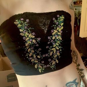 Free People || Floral Beaded Tube Top